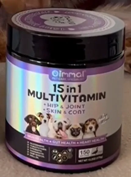 Photo du pot : 15 in 1 Multivitamin, Hip & Joint, Skin & Coat, 150 bouchées